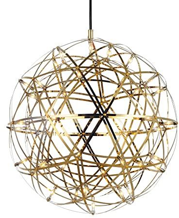 s.luce Atom LED Pendelleuchte Dimmbar Wohnzimmer Hängelampe modern, Farbe Goldfarben, Größe Ø 50cm