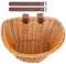 Woven Plastic Bike Baskets- Front D-Shaped Bike Bicycle Basket | Handlebar Storage Container with 2 Adjustable Leather Straps (Brown&Adults)