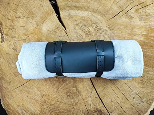 Deckenrolle schwarz von ORLETANOS kompatibel mit Harley Davidson Jackenrolle Roll-Up Deckenhalter Reisekoffer Lederrolle Werkzeugrolle Koffer Sissybar Rolle