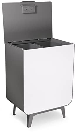 ARREGUI Duplo CR271-D Poubelle de Recyclage Cuisine 2 Bacs | 2 x 26 L (52 L) | Meuble Poubelle de Tri Sélectif Moderne en acier avec 2 seaux | Poubelle design avec pieds | Sac Grande Capacité | gris