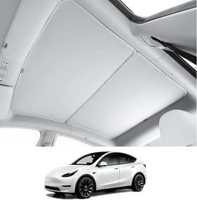 Parasol de techo de cristal, protección solar, compatible con Tesla Model Y, bloque de protección solar para coche, incluye bolsa de almacenamiento, montaje a presión y plegable, ajuste sin costuras