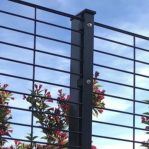 auf-mass24 Schmuckzaun 6/6/6 mit Fussplatten AL RAL7016 Anthrazit Abdeckleiste Länge und Höhe wählbar Doppelstabmattenzaun Draht Gitterzaun Metallzaun (38, 1206)