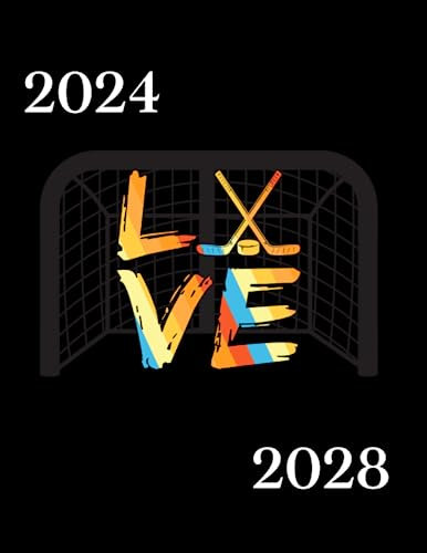 Planner Five years for Hockey Players and Ice Hockey Fans January 2024 - December 2028: Calendar, Important Dates, Birthdays, Personal Projects, Work ... to learn, Month focus work/personal, notes