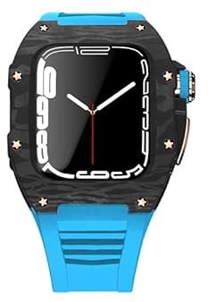 NEYENS Kit cinturino in gomma fluoro per Apple Watch 8 7 45 millimetri in fibra di carbonio lega di titanio copertura della cassa paraurti per iWatch 6 SE 5 4 44 millimetri Band Set, 45MM, agata