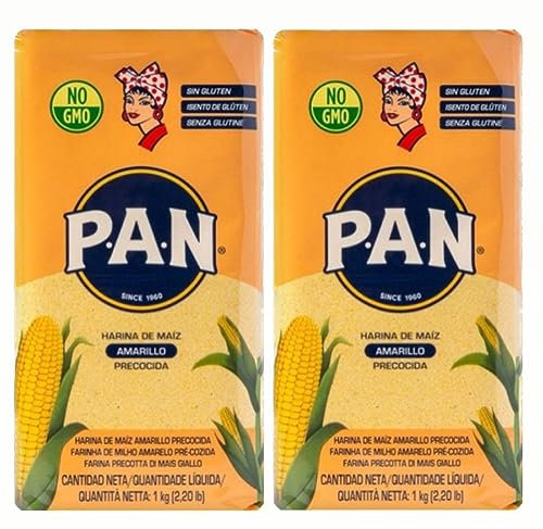 Harina PAN Pre-Cooked Yellow Maize Meal - 1kg (Pack of 2)