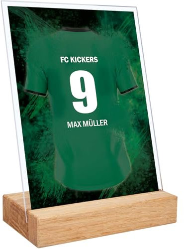 GRAVURZEILE Fußball Bild auf Acrylglas - Fussball Fanartikel Foto Trikot mit Name Nummer & Verein - Personalisierte Geschenke für Männer und Jungen - Geschenk für Ihn - Gladbach Trikot - 15 x 20 cm