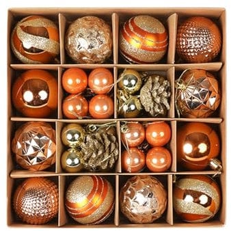 36pcs Christmas Ball Decoration Shiny Black Gold Hanging Christmas Tree Decoration Ball for Xmas Party Indoor Decor (Orange, 24cm*24cm*7cm)