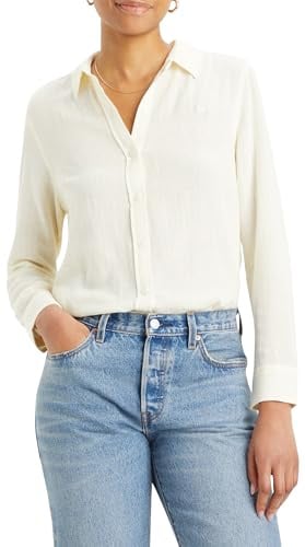 Levi's Women's Classic Fit Bw Shirt with Button-Down Collar, Savannah Stripe Anise, Large
