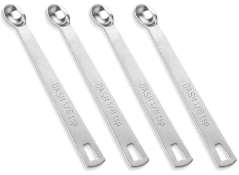 4 PCS 1/8 Teaspoon (1/8 TSP | 0.625 mL | 0.625 cc) Single Measuring Spoon, Stainless Steel 1/8 TSP Small Measuring Spoon Mini Measuring Spoons