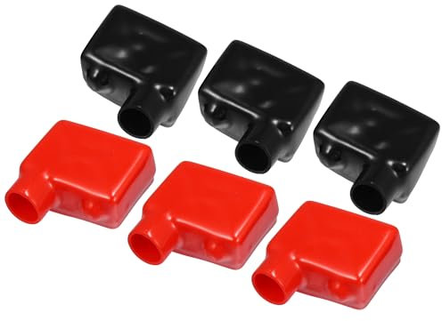 VekAuto 3 Pair Battery Terminal Insulation Covers, 55mm Length 17mm 0.67 Car Battery Post Cap Universal for Motorcycle Truck Marine Durable PVC Red Black