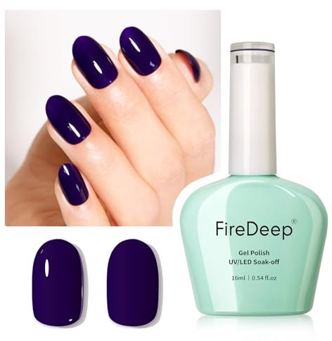 Firedeep Dark Purple Gel Nail Polish, 0.54 Fl Oz Large Bottle UV/LED Soak Off Purple Gel Polish for Autumn and Winter