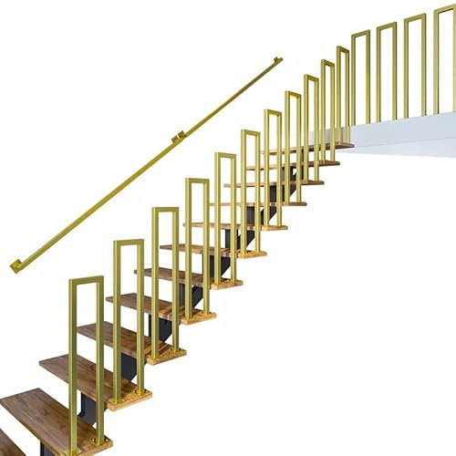 YFSJJ U-treppengeländer Außen Raumspartreppe,Treppengeländer,Handlauf Treppe,Geländer Edelstahl für Villen,Balkone,Flure,Wohnungen,Einfach zu Montieren(Size:U 95cm,Color:Golden)