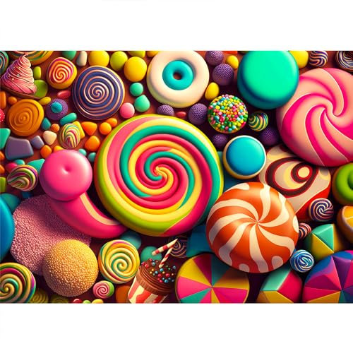HUADADA Puzzle 1000 Teile, 1000 Teile Puzzle für Erwachsene und Kinder, Impossible Puzzle, Puzzle-Geschenk, Clevere Rätsel, Puzzle Farbenfrohes (Farbige bonbons)