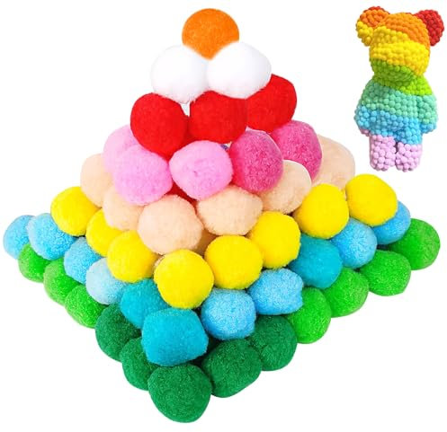 Sheryl&Rain 100 Stück Pompons Zum Basteln, 5 cm Mehrfarbig Groß Pompoms, Bunt Bommel Zum Basteln, Pommels, Poms Puzzle für Kinder und Erwachsene Lustige DIY Kreative Crafts Dekorationen