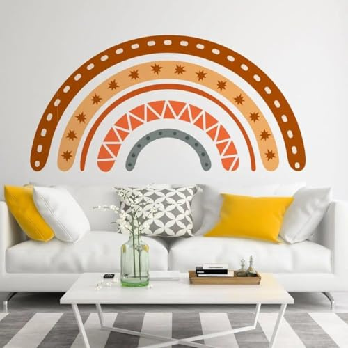 Obra de arte de pared multicolor boho chic, pinturas artísticas bohemias de arco iris para exhibición de pared, 94 x 55 pulgadas