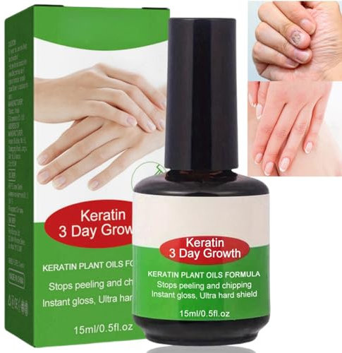 Keratin 3 Day Growth Nail Treatment & Strengthener,Nail Growth and Strengthener,Fast Keratin Nail Hardener,Nail Hardener Oil,Nail Polish Strengthener for Thin Nails,Nail Strengthener for Damaged Nails