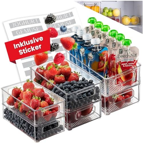 Allyson Kühlschrank Organizer 6er Set – Fridge Organizer & Vorratsschrank, BPA-frei, Pantry Organizer, Kühlschrankboxen, Obst Aufbewahrung, Speisekammer Ordnungssystem, Kitchen Storage & Organisation