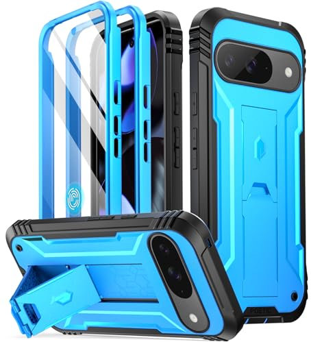 Poetic Revolution - Custodia per Google Pixel 9/9 Pro 5G 6,3, protezione schermo integrata, funziona con ID impronte digitali, copertura protettiva integrale di grado militare, robusta, antiurto, con