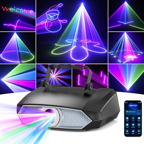 LeLeght Disco Light Party Light, 3D DIY Animationlight with App Controlled, Sound Controlled and DMX512 Beam Effects for Party Live Shows Club Halloween Christmas