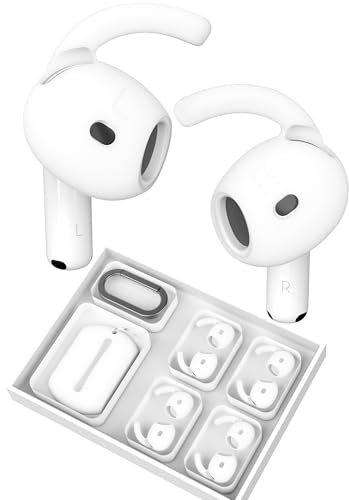 4 Paare Ohrpolster für AirPods 4 Ohrbügel Anti-Rutsch Ohrhörer-Abdeckungen【Schlüsselanhänger Und Extra Aufbewahrungstasche】 2 Paar große und 2 Paar klein