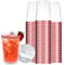 YWKJDDM Plastikbecher mit Roségoldrand, 30 Stück Becher aus Kunststoff, Wiederverwendbare Trinkbecher Elegante Party Weingläser für Geburtstag Hochzeit Cocktail Getränk(360ML)