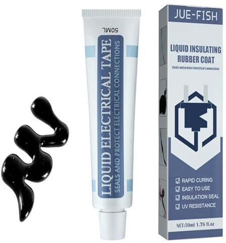 ZhongShuang Flüssiges Isolierband,Flüssiggummi Flüssigkunststoff Isolierband Schwarz,Reparatur Elektrischer Draht,Wasserdichter Isolierkleber Für Den Innen Und Außenbereich(50ml)
