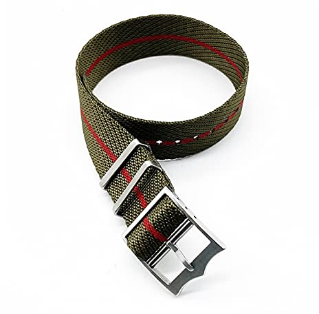 JUANZD Einstellbare Single Pass Gewebtes Nylon Gestreiftes Uhrenband 20mm 22mm Silber/Kupferschnalle Kompatibel mit Tudor Black Bay Nato Strap