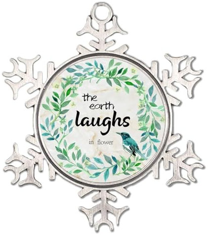 Weihnachtsbaum-Hängeornamente, die Erde lacht in Blume, rustikale Weihnachtskugel, Girlande, Kunst, grüne Blätter, festliche Feiertage, Heimdekoration, Andenken, Geschenk, Namensschilder