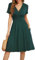 Actcat V-Ausschnitt Kleid Kurzarm Casual Kleider Sommerkleid Floral Party Kleid mit Taschen Kleider elegant blusenkleid Damen blusenkleid Damen Kleid a Linie
