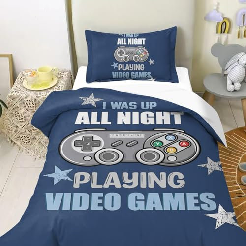 HOMHOMHA Bettwäsche 135x200 2teilig-Gamer Bettwäsche für Jungen-Kinder Bunte Einzel Bettbezug und Kissenbezüge 80X80 cm mit Reißverschluss