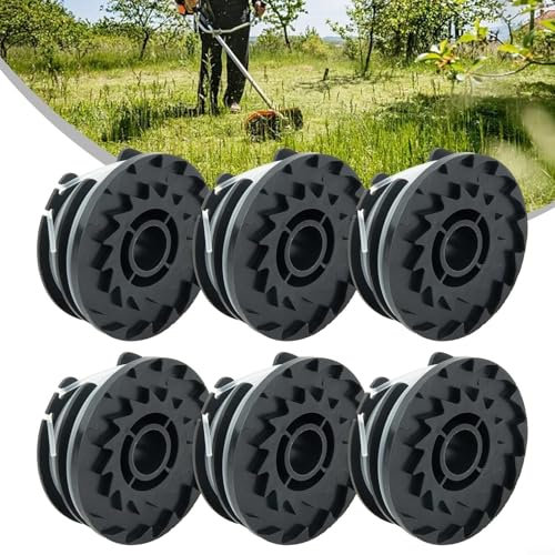 Fadenspulen für Parkside Akku-Rasentrimmer für PRTA 20-Li A1 B2 C3 Auto-Feed Ersatzspule 1,6 mm Nylon Copolymer Harz Spiral-Design synthetische Trimmerfaden (6 Stück)