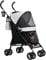 PawHut Hundewagen Hundebuggy klappbar für Hunde & Katzen Katzenbuggy mit Netzfenstern, Schultergurt, Aufbewahrungstasche, Becherhalter Regenschirm Katzenwagen Hellgrau