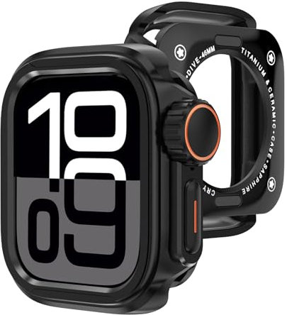 Wristitani 2 in 1 Metall Schutzhülle Kompatibel mit Apple Watch Hülle 42mm 46mm, mit Rückseite Hart PC Gehäuse für iWatch Series 11 10