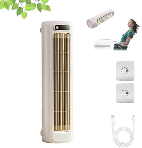 Coldeeze cooling ace, climatiseur mobile sans évacuation, rafraichisseur d'air, ventilateur mural silencieux à 3 vitesses, rechargeable, convient pour la chambre et le bureau (Beige)