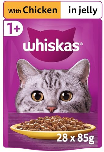 Whiskas 1+ Adult Cat Food Pouches Chicken in Jelly 28 x 85g