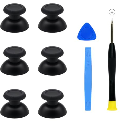 PS5 Controller Sticks Ersatz-Set, 6x robuste PS5 Sticks mit Werkzeug | Playstation 5 Controller Sticks, weiche Thumbsticks PS5 Controller, Reparatur-Kit zur schnellen Hebel-Montage