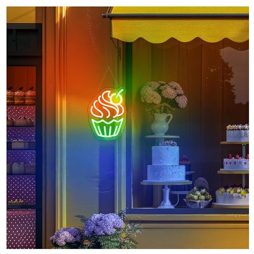 MENGE Schilderlampe Cupcake-Neonschild, Geeignet Für Bäckerei, Offene Wanddekoration Mit Dimmbarem 35cmx39cm(D)