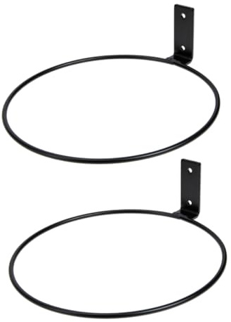 Toyvian 2pcs Wall Mounted Flower Pot Holder Ring Iron Flowerpot Rack for Balcony Outdoor Indoor Plants Hanging Basket Stand