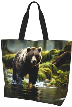 BLWSLC Brown Bear Pounce Bedruckte Damenhandtasche Große Kapazität Schultertasche Geeignet für Shopping, Arbeit, Reisen und Fitnessstudio, Brown Bear Pounce, Einheitsgröße