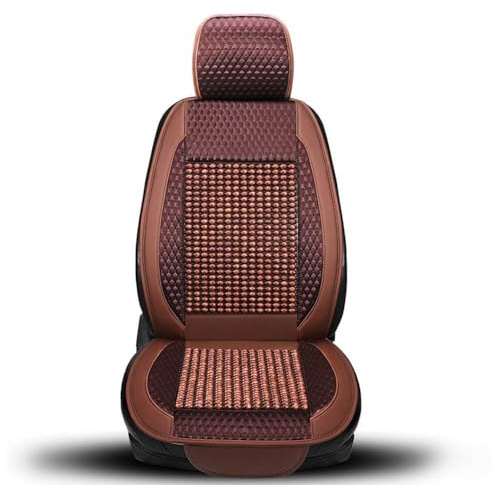 JSCARLIFE Wood Bead Autositzbezug, kühlend und atmungsaktiv, mit Perlen, Fahrersitz-Massagegerät, Auto-Sitzschutz für lange Fahrten (Beige)