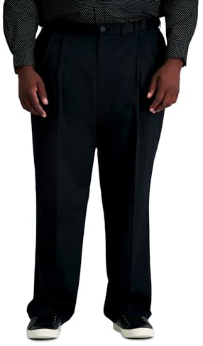 Haggar Men's Big & Tall Classic Fit Premium No Iron Khaki Pleated Pant