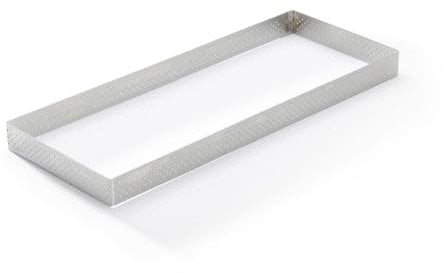 De Buyer - Cercle à tarte rectangle VALHORNA en inox perforé - 28 x 11 x 2 cm Fabriqué en France Technologie AIR SYSTEM, Micro-Perforations pour Cuisson Rapide et Homogène pour Résultats Croustillants