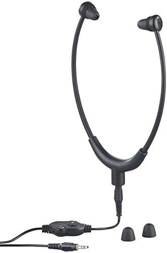 Newgen Medicals Handy Kopfhörer: TV-Kinnbügel-Kopfhörer mit 3,5-mm-Klinkenanschluss, bis 117 dB (Kopfhörer mit Lautstärkeregler, TV mit Kabel, Verlängerungskabel)