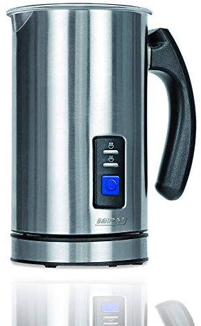 MPM MKW-03M Espumador de Leche Automático, Inalámbrico, Batidor de leche Eléctrico y Calentador Leche 500 ml Hace Espuma en Caliente / Frío, Tapa Transparente, Acero Inoxidable, 500W