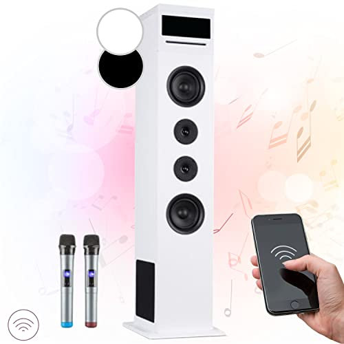 Auna KTV Karaoke con CD Integrado, 2 Microfonos y Bluetooth, Karaoke Portatil para Adultos y Niños, Display de Luces LED, RCA Video, Entrada AUX, Microfono Karaoke Infantil, Sistema Audio Altavoz