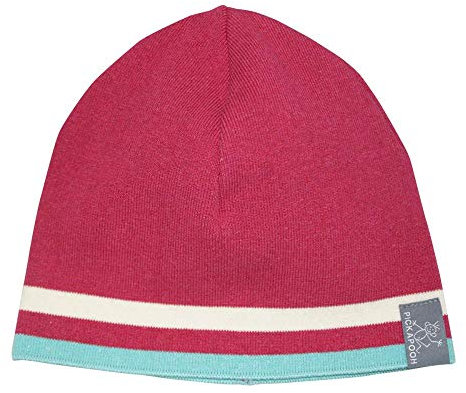 PICKAPOOH Mütze Theo Bio-Baumwolle, Lampone/Natur/Türkis Gr. 3 (58-60 cm Kopfumfang)
