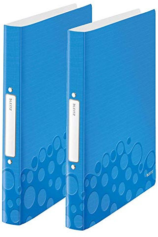Leitz 42570036 Ringbuch wow, A4, PP, 2 Ringe, 25 mm, blau metallic (2 Ringe | Doppelpack)