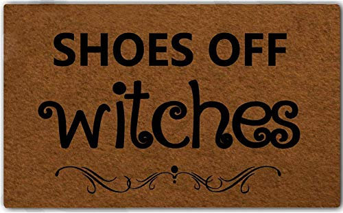 Eureya Doormat Entrance Floor Mat-Funny Doormat Shoes Off Witches Door Mat Welcome Mat Inside Outside Decorative 30x18