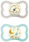 MAM Air Night Ciuccio Luminoso in Set da 2, in Silicone con Custodia Porta Succhietto, 6-16 Mesi, Neutro & Verde Chiaro