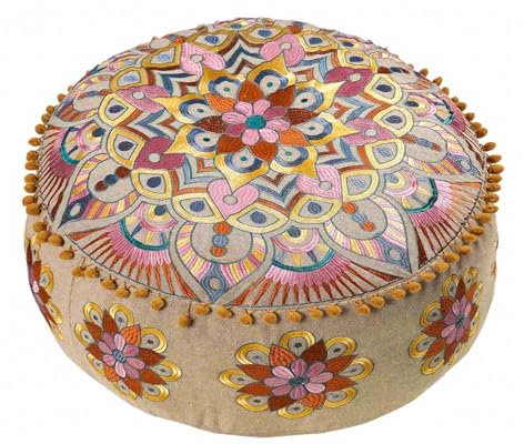 Mandala Life ART Böhmischer Hocker Osmanische Abdeckung -60x20 cm - Luxus-Hocker mit handwerklichem Raumdekor für Meditation, Yoga und Boho Chic Sitzbereich Hocker